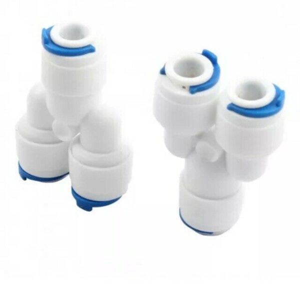 2X Home Plastic 3-Way Water Purifier Filters Tube Quick Connect Fitting White