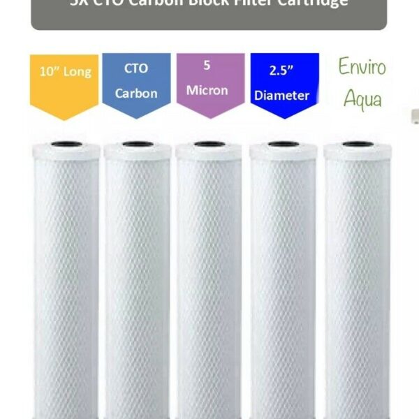 5 x Premium quality CTO Carbon Cartridges 10" x 2.5"