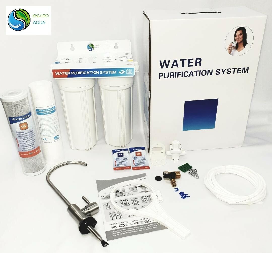 2 stages Undersink Water Filter System, Free Designer Stainless Steel