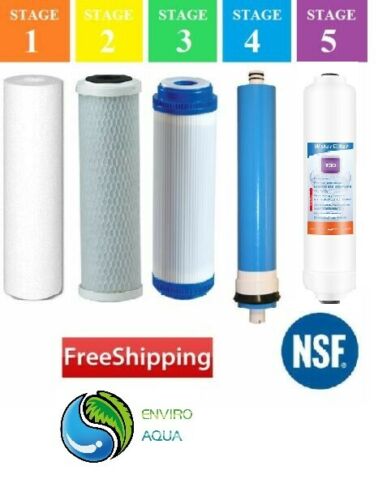 5 stage Reverse Osmosis RO Full Replacement set with 75 GPD membrane NSF