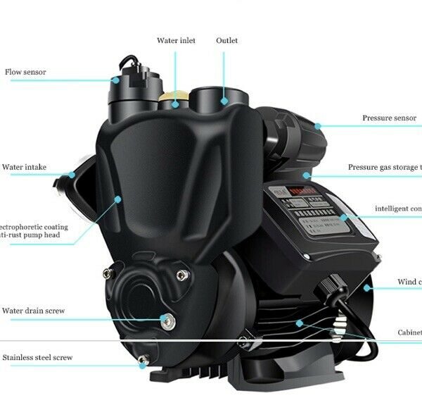 Automatic Self-priming Hot& Cold Water Pressure Pump With Flow Control 380W 220V