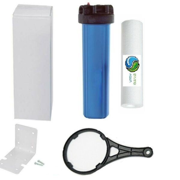 20" x 4.5" Whole House Rain Tank Water Filter System 5Mic sediment Steel Bracket