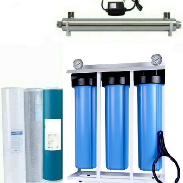 4 Stages Whole House Water Filter and UV Ultraviolet Sterilization System 40W