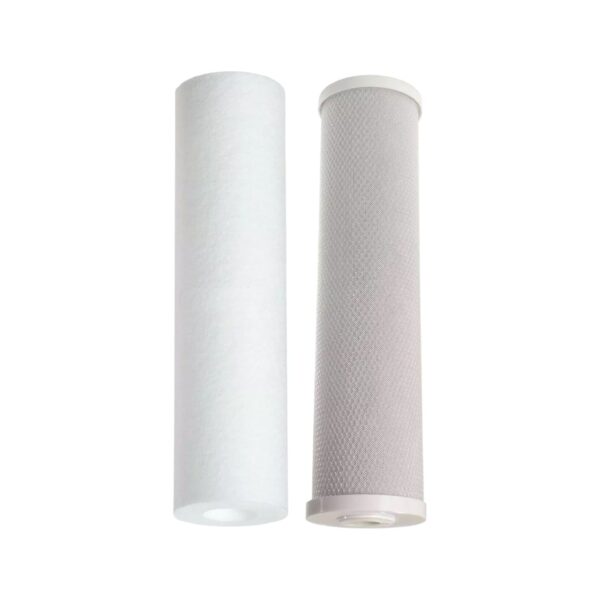 Twin Pair of Water Filter Cartridges - Carbon (CTO) + Sediment (PP) - 10" x 2.5" - 5 Micron
