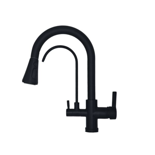 3 Way Pull Down Spray Tap - Kitchen Mixer in Black, Chrome and Nickel