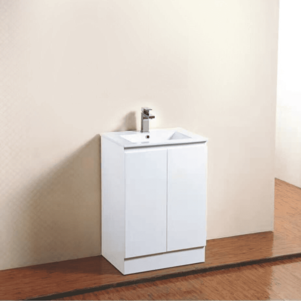 Vanity cabinet+ceramic Basin Top Whit Finish PVC (Tap Drainage Not Inc) 60cm F.S