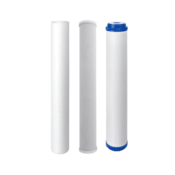 Whole House Water Filter Replacement Set – 3 Stage Filtration with Sediment, Carbon Block, and Granular Activated Carbon (GAC) Filters, 5 Micron, 20 x 2.5 Inches
