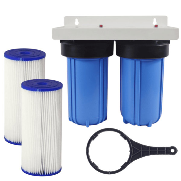 Whole House Water Filter | 2 Stage | 10" x 4.5" | Washable, Reusable