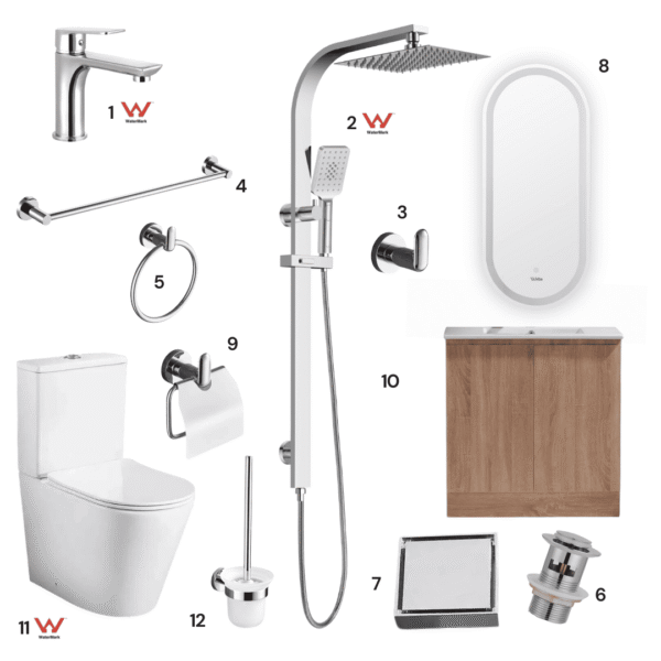 Complete Bathroom Package 3C | Polished Chrome | Watermark Certified | WELS Rated