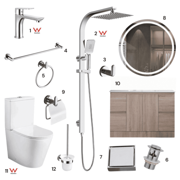 Complete Bathroom Package 4C | Polished Chrome | Watermark Certified | WELS Rated
