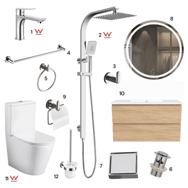 Complete Bathroom Package 2C | Polished Chrome | Watermark Certified | WELS Rated
