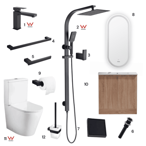 Complete Bathroom Package 3B | Matte Black | Watermark Certified | WELS Rated