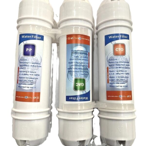 3 Stages inline water filter PP, GAC, CTO 10"x2.5" portable